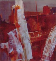 modern art abstract oil painting, american indian, fluid, red, burnt orange, nostalgic
